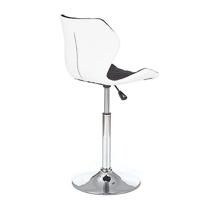 Scaun de bar HM Matrix 2, Ergonomic, Baza fixa, Cadru Cromat, Stofa/Piele ecologica, Inaltime ajustabila, Rotativ, 100 Kg, Alb/Negru [5]
