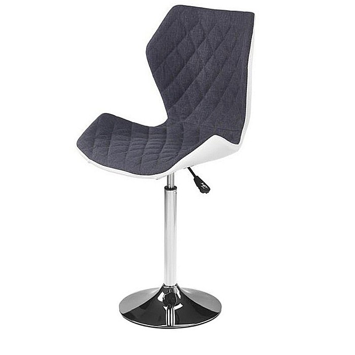 Scaun de bar HM Matrix 2, Ergonomic, Baza fixa, Cadru Cromat, Stofa/Piele ecologica, Inaltime ajustabila, Rotativ, 100 Kg, Alb/Gri [2]