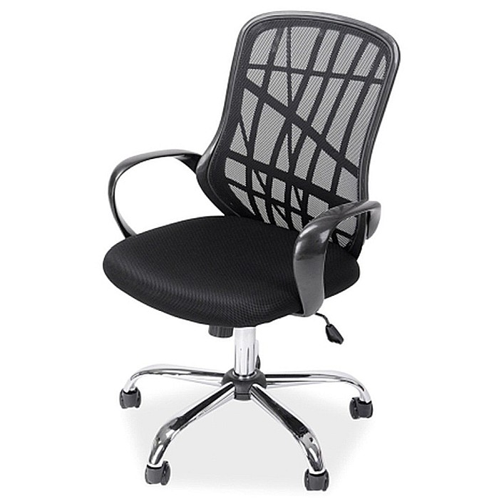 Scaun de birou cu mesh SL Dexter, cadru cromat, mecanism de balans, roti pivotante, 100 kg, negru [2]
