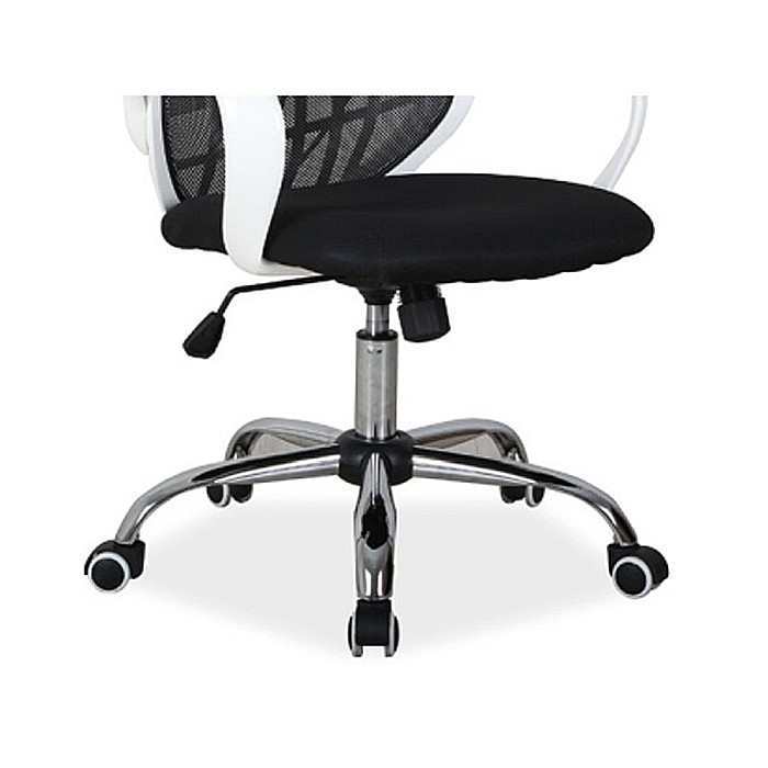 Scaun de birou cu mesh SL Dexter, cadru cromat, mecanism de balans, roti pivotante, 100 kg, alb/negru [4]