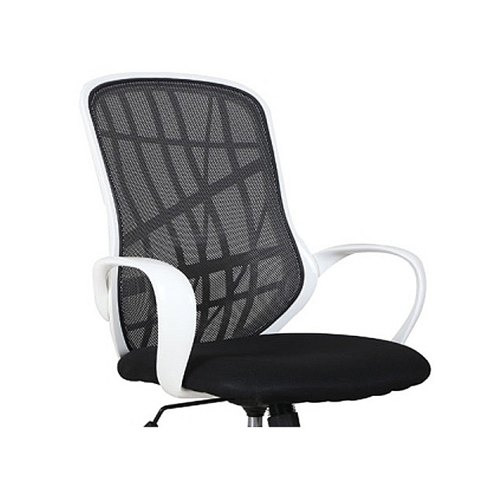 Scaun de birou cu mesh SL Dexter, cadru cromat, mecanism de balans, roti pivotante, 100 kg, alb/negru [3]