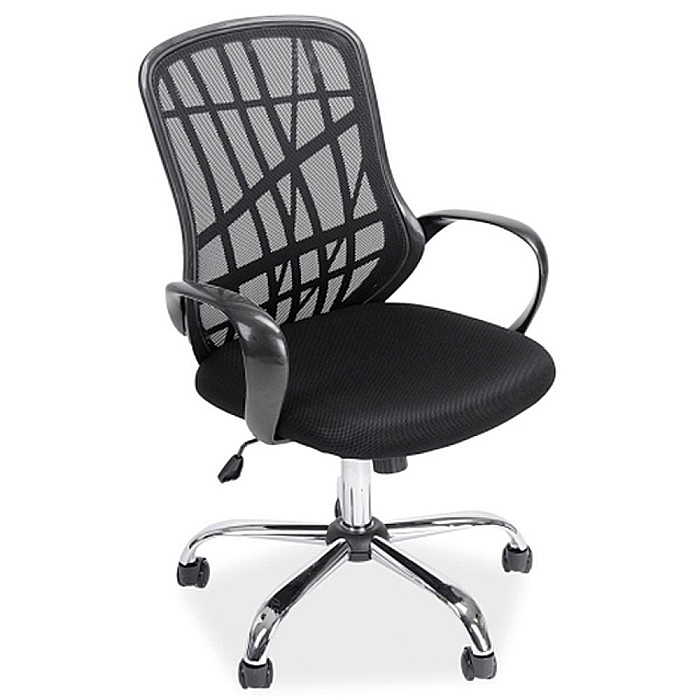 Scaun de birou cu mesh SL Dexter, cadru cromat, mecanism de balans, roti pivotante, 100 kg, negru [1]