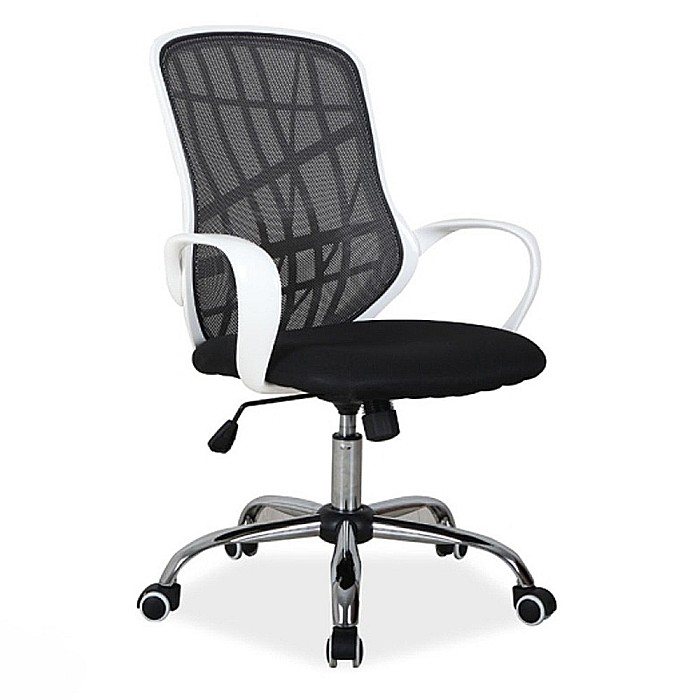 Scaun de birou cu mesh SL Dexter, cadru cromat, mecanism de balans, roti pivotante, 100 kg, alb/negru [1]