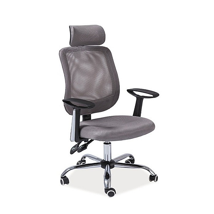 Scaun de birou cu mesh, SL Q118, ergonomic, brate si tetiera ajustabile, cadru metalic, mecanism balans, 100 kg, Gri [4]
