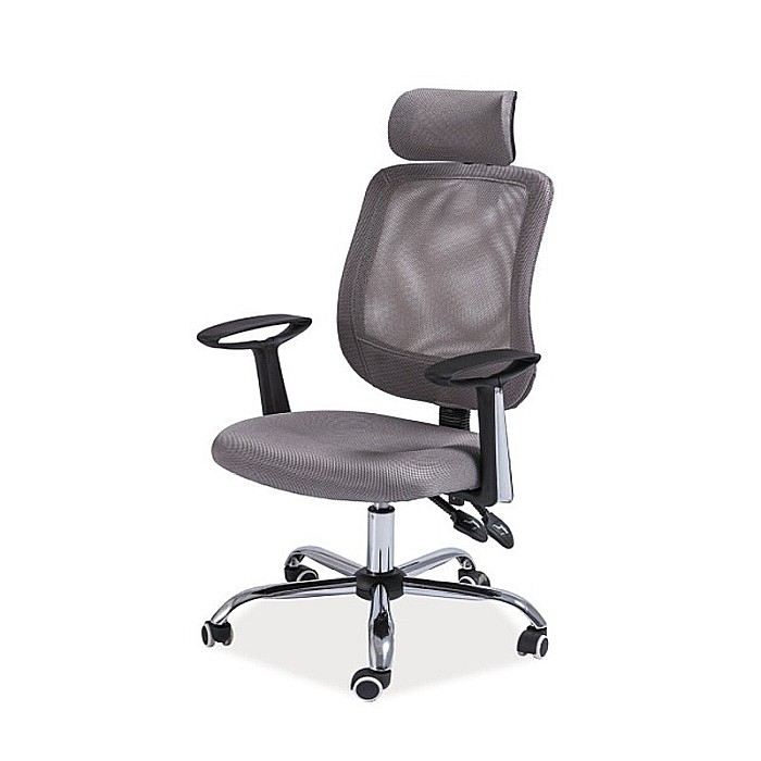 Scaun de birou cu mesh, SL Q118, ergonomic, brate si tetiera ajustabile, cadru metalic, mecanism balans, 100 kg, Gri [2]
