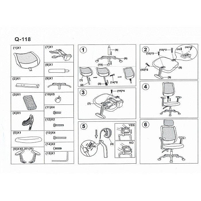 Scaun de birou cu mesh, SL Q118, ergonomic, brate si tetiera ajustabile, cadru metalic, mecanism balans, 100 kg, Gri [3]
