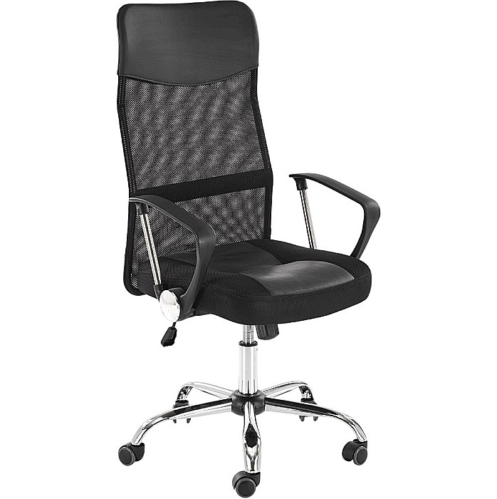 Scaun de birou ergonomic HM Nuble, Mesh, Cadru Metalic, Sezut piele ecologica, Inaltime ajustabila, Mecanism balansare,100 Kg, Negru [2]