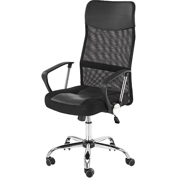 Scaun de birou ergonomic HM Nuble, Mesh, Cadru Metalic, Sezut piele ecologica, Inaltime ajustabila, Mecanism balansare,100 Kg, Negru [1]