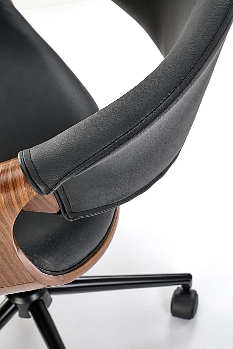 Scaun de birou HM Bilbo, ergonomic, cadru metalic, piele ecologica, placaj curbat,120 kg, negru [9]