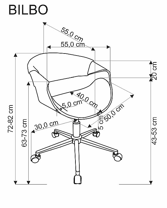 Scaun de birou HM Bilbo, ergonomic, cadru metalic, piele ecologica, placaj curbat,120 kg, negru [12]