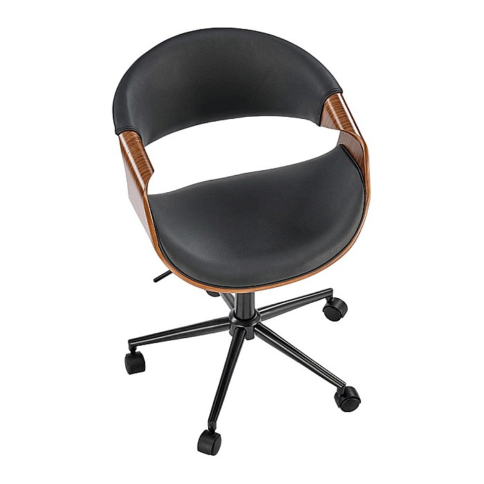 Scaun de birou HM Bilbo, ergonomic, cadru metalic, piele ecologica, placaj curbat,120 kg, negru [7]