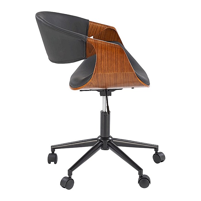 Scaun de birou HM Bilbo, ergonomic, cadru metalic, piele ecologica, placaj curbat,120 kg, negru [2]