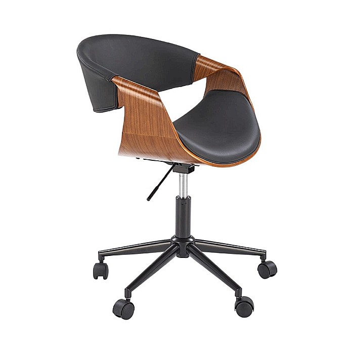 Scaun de birou HM Bilbo, ergonomic, cadru metalic, piele ecologica, placaj curbat,120 kg, negru [3]