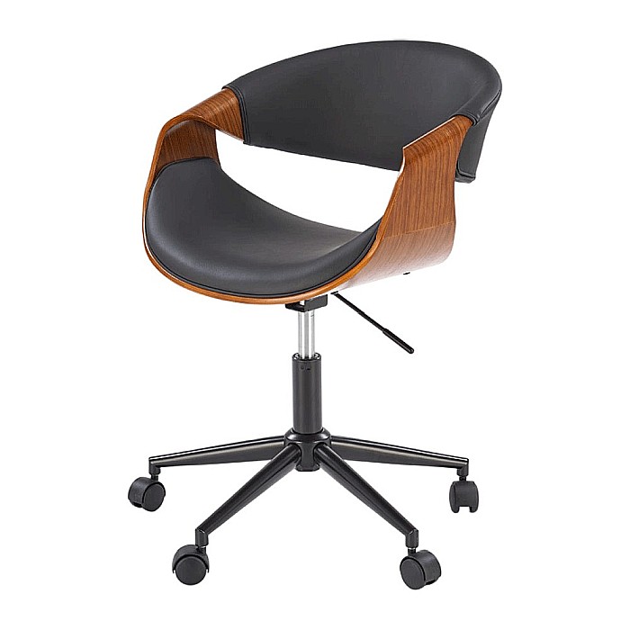 Scaun de birou HM Bilbo, ergonomic, cadru metalic, piele ecologica, placaj curbat,120 kg, negru [6]
