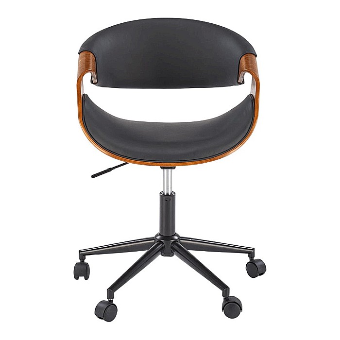 Scaun de birou HM Bilbo, ergonomic, cadru metalic, piele ecologica, placaj curbat,120 kg, negru [5]
