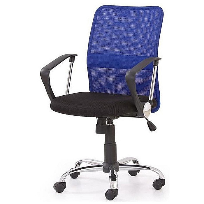 Scaun de birou HM Tony, Mesh, Ergonomic, Inaltime ajustabila, Suport lombar, 102 Kg, Albastru [2]
