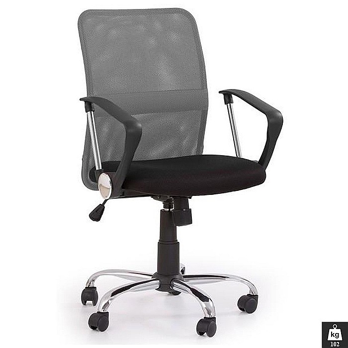 Scaun de birou HM Tony, Mesh, Ergonomic, Inaltime ajustabila, Roti pivotante, 102 Kg, Gri [1]