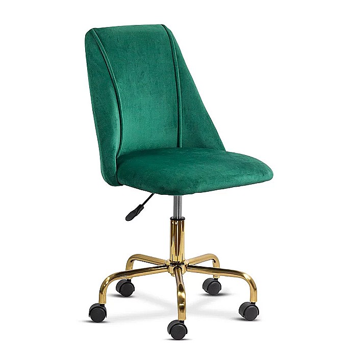 Scaun de birou OFF 642, rotativ, inaltime reglabila, baza aurie, catifea, 100 kg [1]