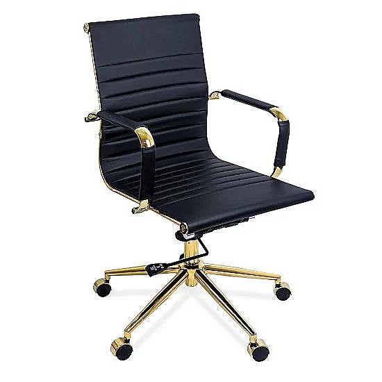 Scaun de birou OFF 802A, ergonomic, spatar inalt, mecanism balans, baza aurie, 110 kg [2]