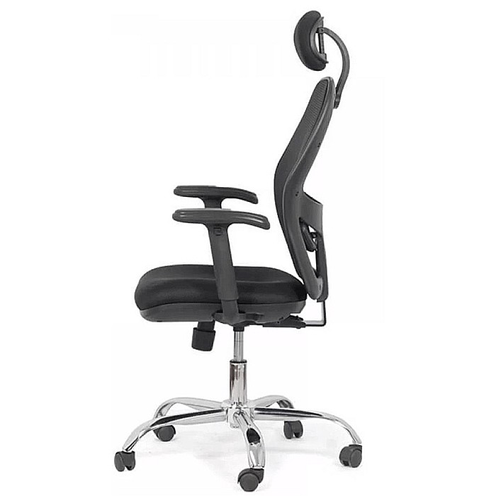 Scaun de birou OFF 989, ergonomic, mesh, mecanism sincron, brate reglabile, tetiera ajustabila, baza cromata, 110 kg [3]