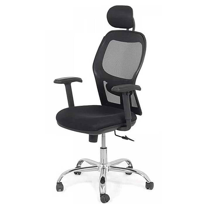 Scaun de birou OFF 989, ergonomic, mesh, mecanism sincron, brate reglabile, tetiera ajustabila, baza cromata, 110 kg [2]