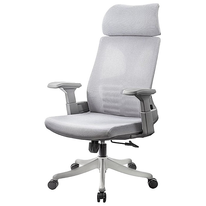 Scaun de birou SYYT 9514, ergonomic, mesh, cu tetiera, mecanism de balans, cadru polipropilena, 110 kg, gri [2]