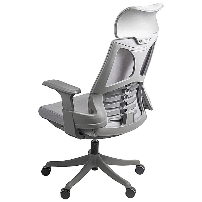 Scaun de birou SYYT 9514, ergonomic, mesh, cu tetiera, mecanism de balans, cadru polipropilena, 110 kg, gri [3]