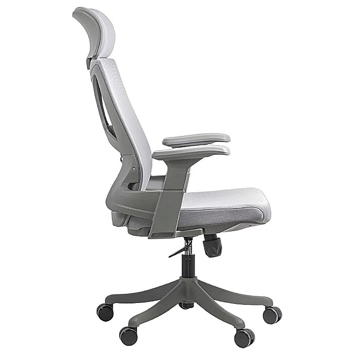 Scaun de birou SYYT 9514, ergonomic, mesh, cu tetiera, mecanism de balans, cadru polipropilena, 110 kg, gri [4]