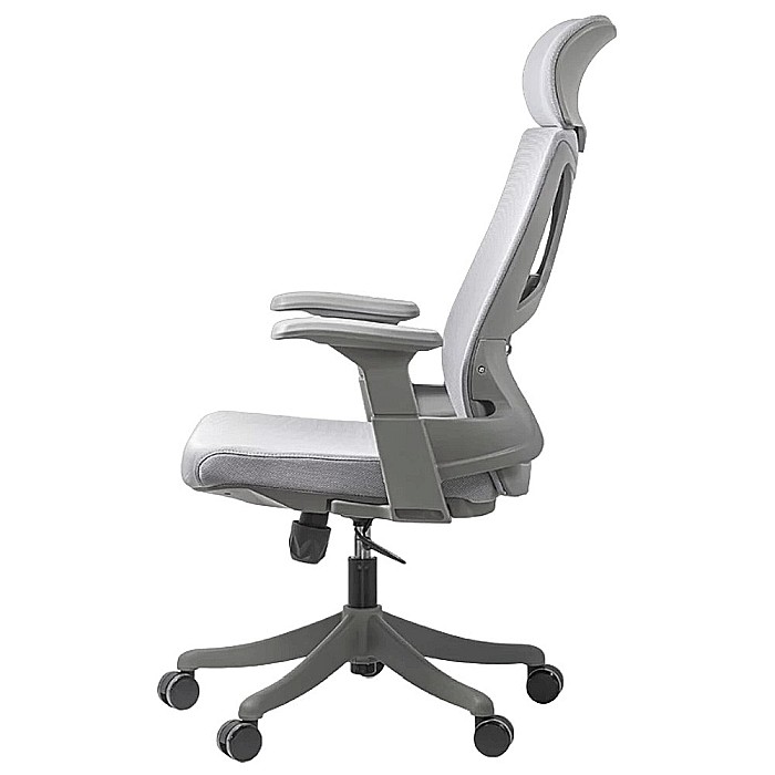 Scaun de birou SYYT 9514, ergonomic, mesh, cu tetiera, mecanism de balans, cadru polipropilena, 110 kg, gri [5]