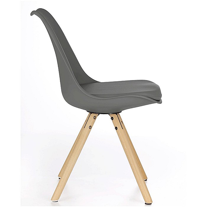 Scaun de bucatarie si living din polipropilena, HM K201, ergonomic, baza lemn masiv, tapiterie cu piele ecologica, 100 kg, Gri inchis [5]
