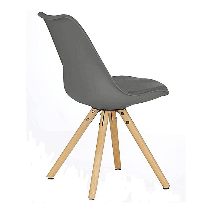 Scaun de bucatarie si living din polipropilena, HM K201, ergonomic, baza lemn masiv, tapiterie cu piele ecologica, 100 kg, Gri inchis [3]