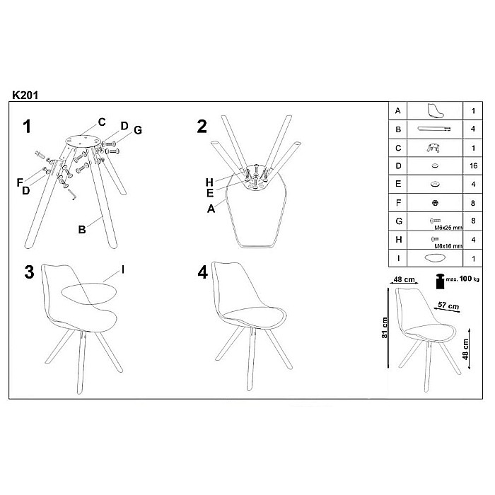 Scaun de bucatarie si living din polipropilena, HM K201, ergonomic, baza lemn masiv, tapiterie cu piele ecologica, 100 kg, alb [4]