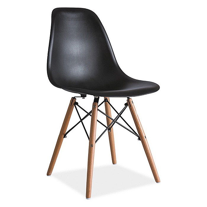 Scaun de bucatarie si living din polipropilena SL Enzo, ergonomic, lemn masiv, 83x46x42 cm, 100 kg, Negru [1]