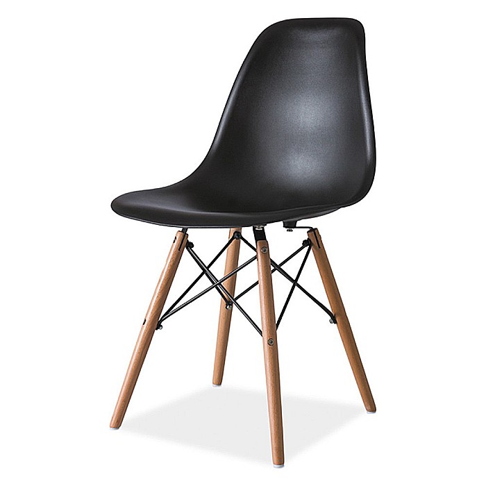 Scaun de bucatarie si living din polipropilena SL Enzo, ergonomic, lemn masiv, 83x46x42 cm, 100 kg, Negru [5]