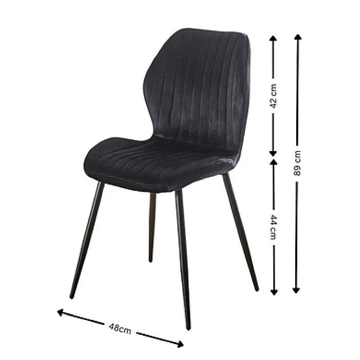 Scaun de living si bucatarie cu cadru metalic, AB104, tapiterie velvet, 89x48x43 cm,100 Kg, negru [4]