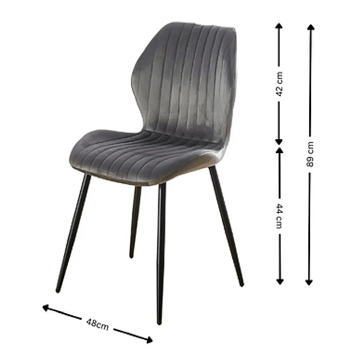 Scaun de living si bucatarie cu cadru metalic, AB104, tapiterie velvet, 89x48x43 cm,100 Kg, Gri [3]