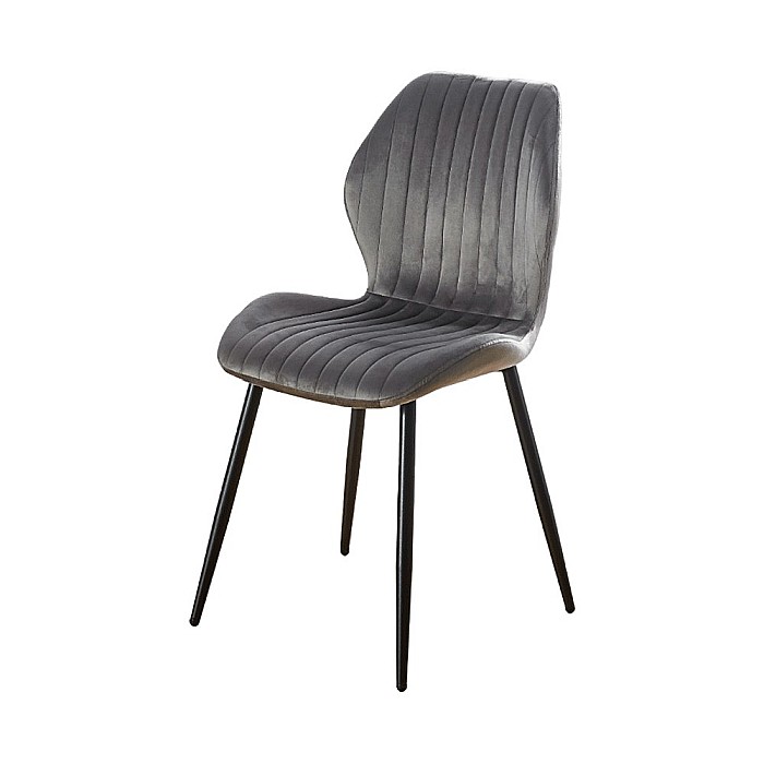 Scaun de living si bucatarie cu cadru metalic, AB104, tapiterie velvet, 89x48x43 cm,100 Kg, Gri [2]