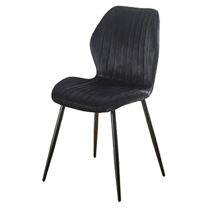 Scaun de living si bucatarie cu cadru metalic, AB104, tapiterie velvet, 89x48x43 cm,100 Kg, negru [2]