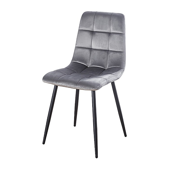 Scaun de living si bucatarie cu cadru metalic, AB37 ergonomic, catifea, 89x44x43 cm, 100 Kg, Gri [6]