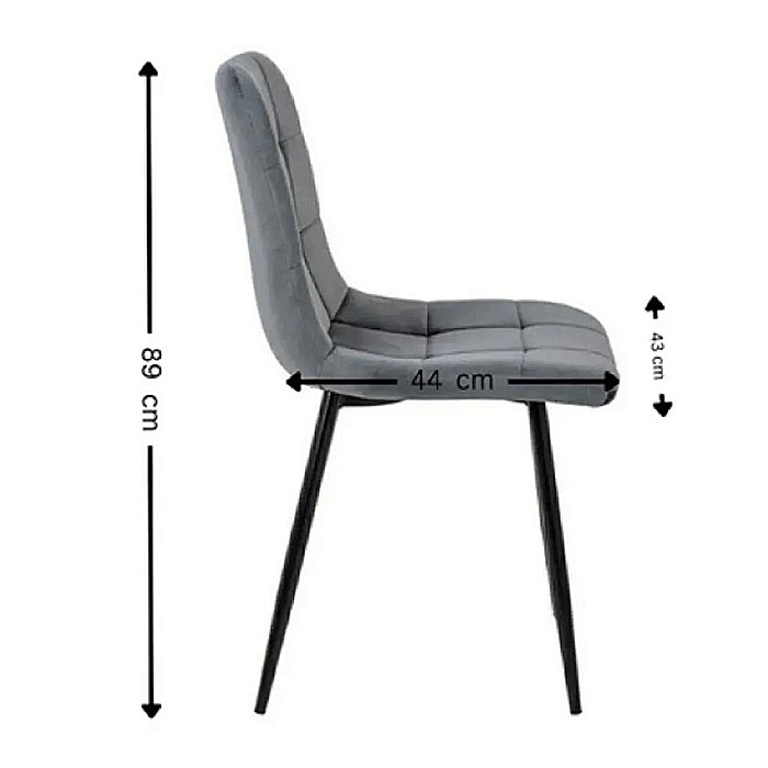 Scaun de living si bucatarie cu cadru metalic, AB37 ergonomic, catifea, 89x44x43 cm, 100 Kg, Gri [3]