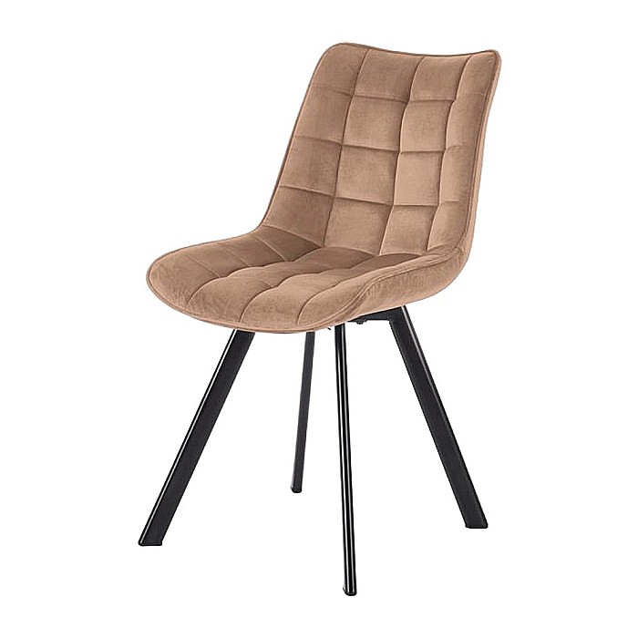 Scaun de living si bucatarie cu cadru metalic, HM K332, ergonomic, stofa velvet, 84x46x61 cm, 100 Kg, Bej [1]