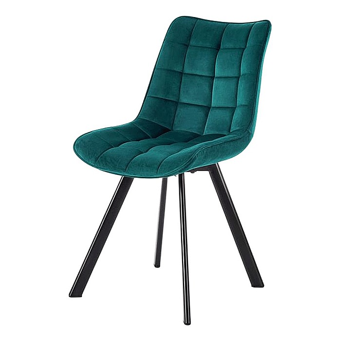 Scaun de living si bucatarie cu cadru metalic, HM K332, ergonomic, stofa velvet, 84x46x61 cm, 100 Kg, Turcoaz [2]