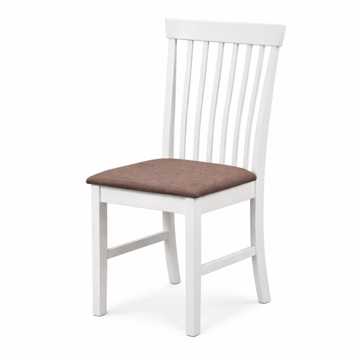 Scaun de living si bucatarie din lemn masiv Glendale, tapiterie stofa,100 kg, 93x49x41.5 cm, alb/maro [4]