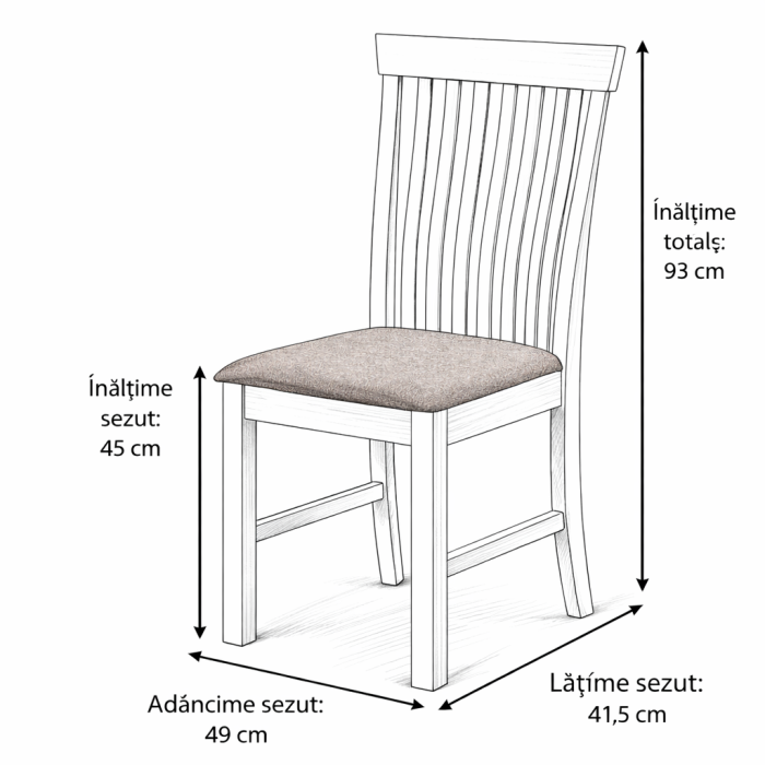 Scaun de living si bucatarie din lemn masiv Glendale, tapiterie stofa,100 kg, 93x49x41.5 cm, alb/maro [5]