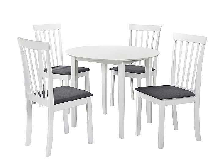 Scaun de living si bucatarie din lemn masiv Houston, tapiterie stofa,100 kg, 94x49x40 cm, alb/gri [4]