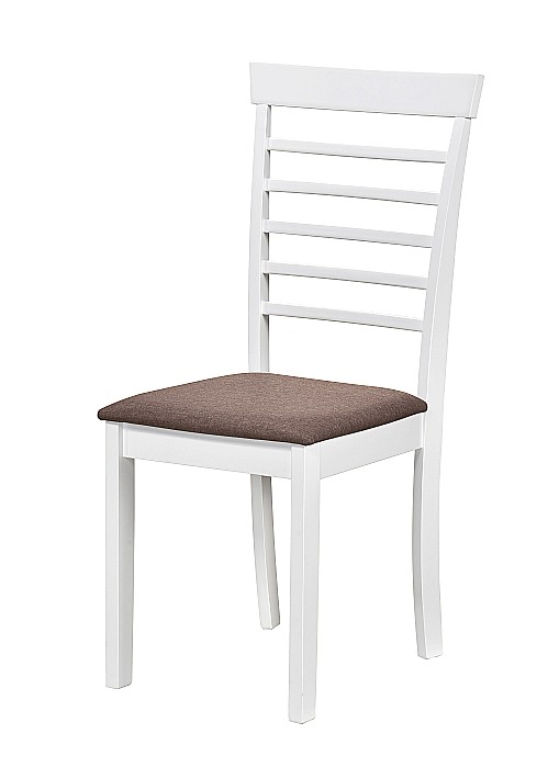 Scaun de living si bucatarie din lemn masiv Montreal, tapiterie stofa,100 kg, 94x49x40 cm, alb/maro [2]
