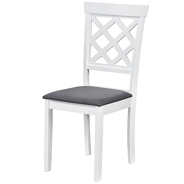 Scaun de living si bucatarie din lemn masiv Vienna, tapiterie stofa,100 kg, 94x49x40 cm, alb/gri [3]