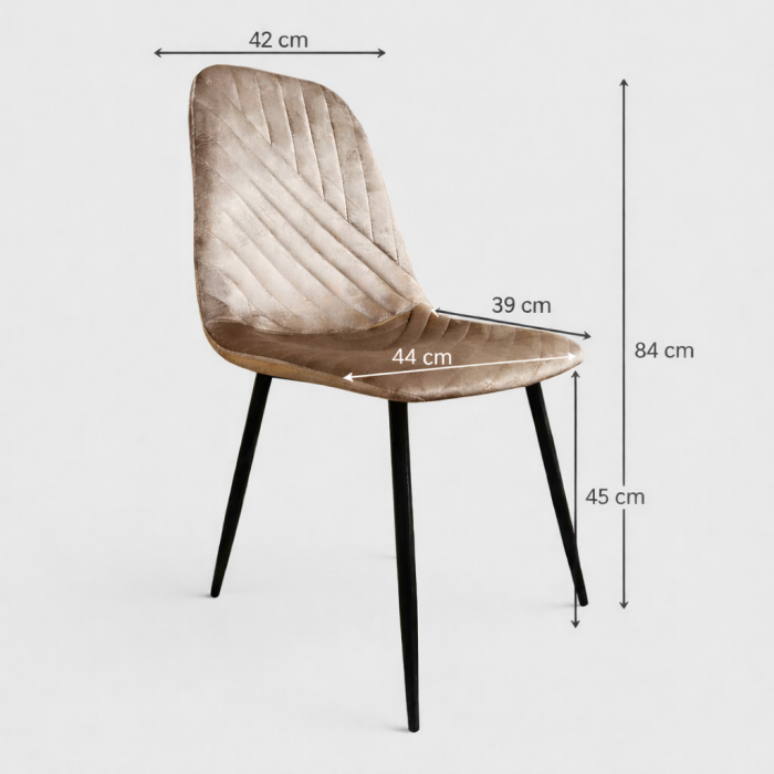 Scaun de living si bucatarie Doina FDC2-1, tapiterie catifea, cadru metalic, 90 kg, 84x44x39 cm, bej [8]