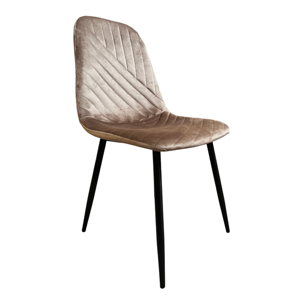 Scaun de living si bucatarie Doina FDC2-1, tapiterie catifea, cadru metalic, 90 kg, 84x44x39 cm, bej [3]