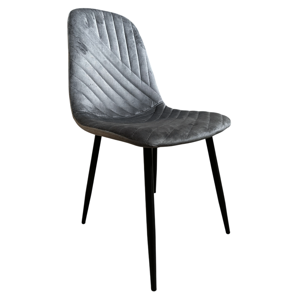 Scaun de living si bucatarie Doina FDC2-1, tapiterie catifea, cadru metalic, 90 kg, 84x44x39 cm, gri [3]